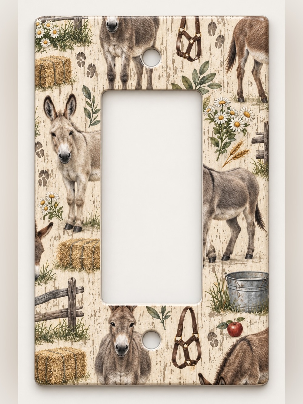 Rustic Donkey Farmhouse Rocker GFCI Wall Plate Country Farm Kitchen Decor